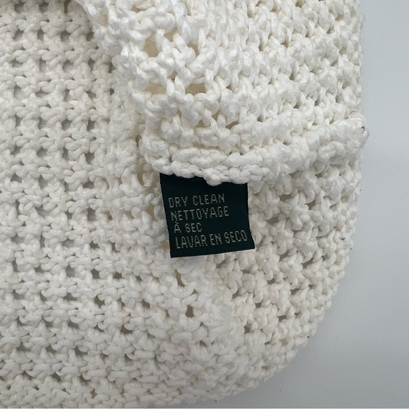 Lauren Ralph Lauren Cream Crochet Tunic Sweater M Hand Knit 100% Cotton Boho - Picture 4 of 11